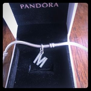 Pandora letter “M” dangle charm